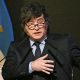 Argentina's President Javier Milei delivers a speech