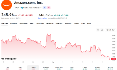 There has been a downturn in Amazon's stock the last month.