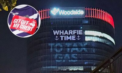 ‘Get off my chest’: Anti-Woodside logo protest gains traction