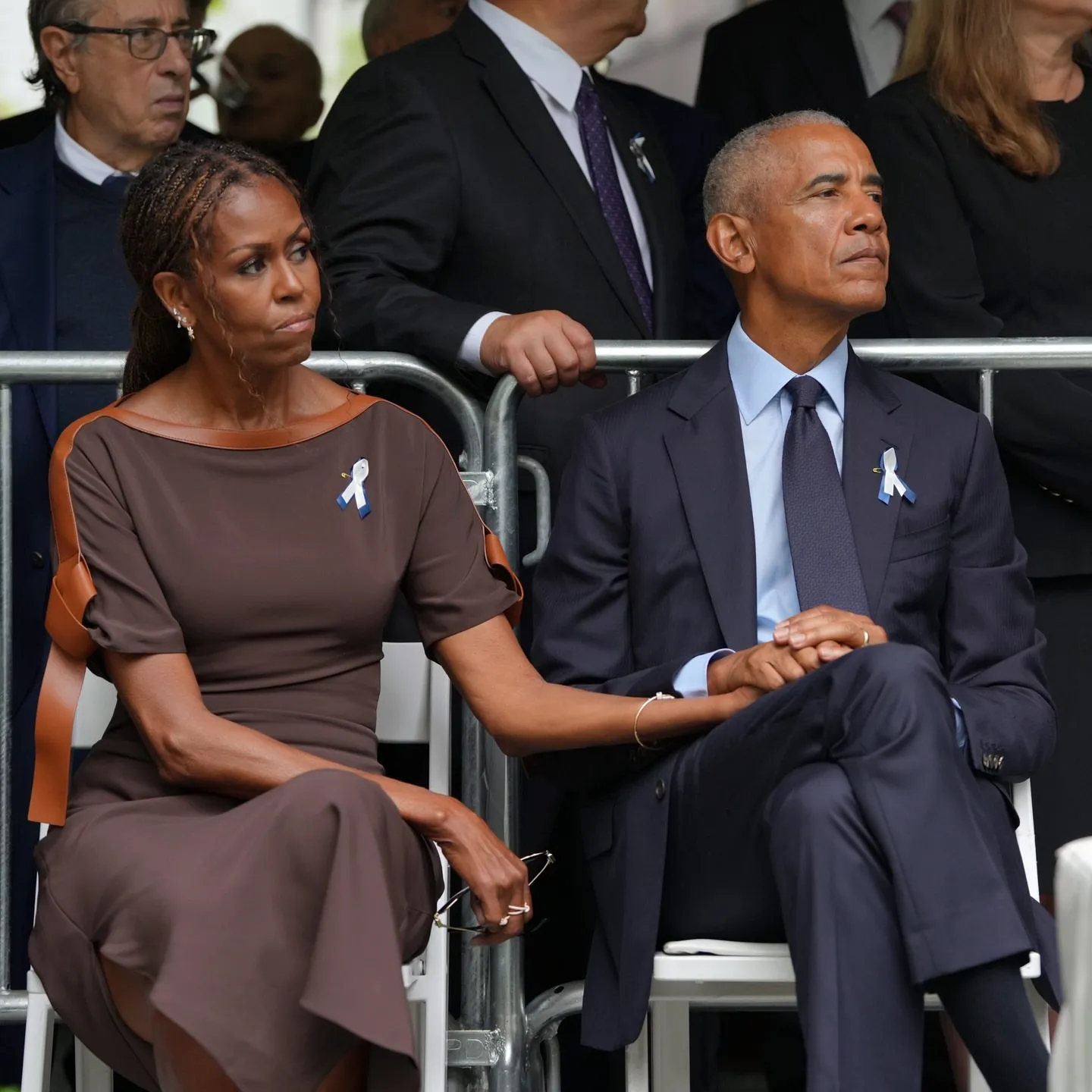 Michelle Obama Wore A Brown Ferragamo Leather Trim Jersey Maxi Dress At The 25th Anniversary Of September 11 Image 1789178918 2