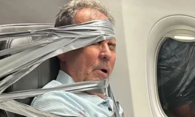 Man duct-taped on flight after mid-air outburst 'can't remember what happened'