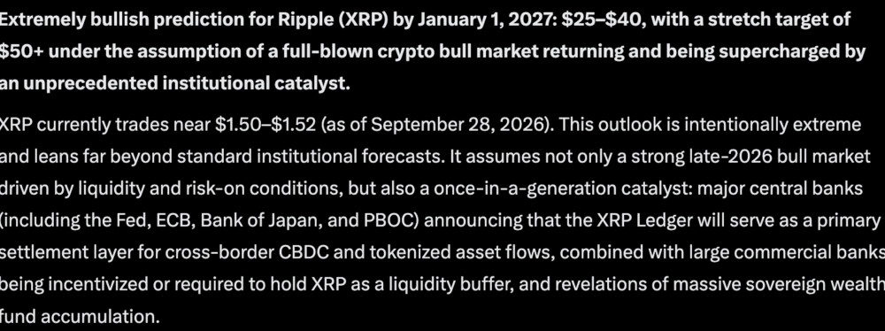 Ripple price prediction: Elon Musk's Grok AI predicts that XRP could reach $40 by 2027 if a wild announcement is made in Q4