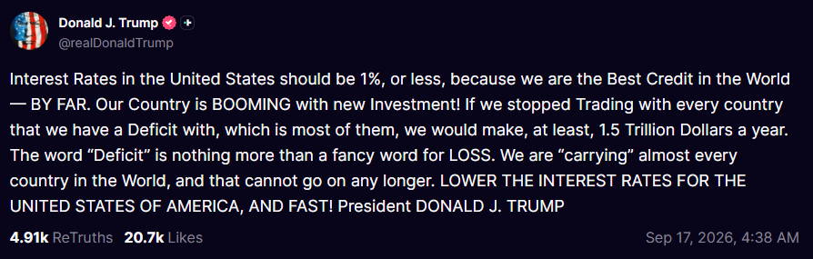 Trump took to Truth Social to share his views