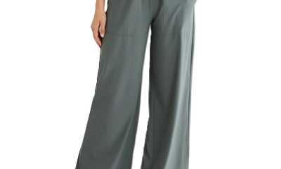 grayish greenish wide leg pants