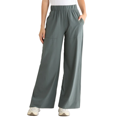 grayish greenish wide leg pants