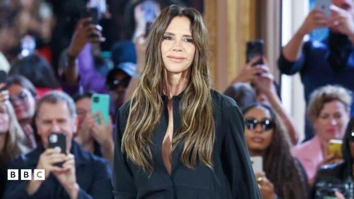 Victoria Beckham walks the runway during the Victoria Beckham Ready to Wear spring/summer fashion show as part of the Paris Fashion Week in September 2023