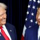 US President Donald Trump and Chinese leader Xi Jinping exchange smiles as they greet each other before a meeting.