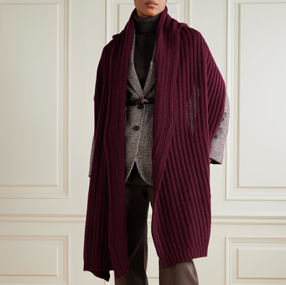 Coffee Break: Hooded Ribbed Cashmere Scarf
