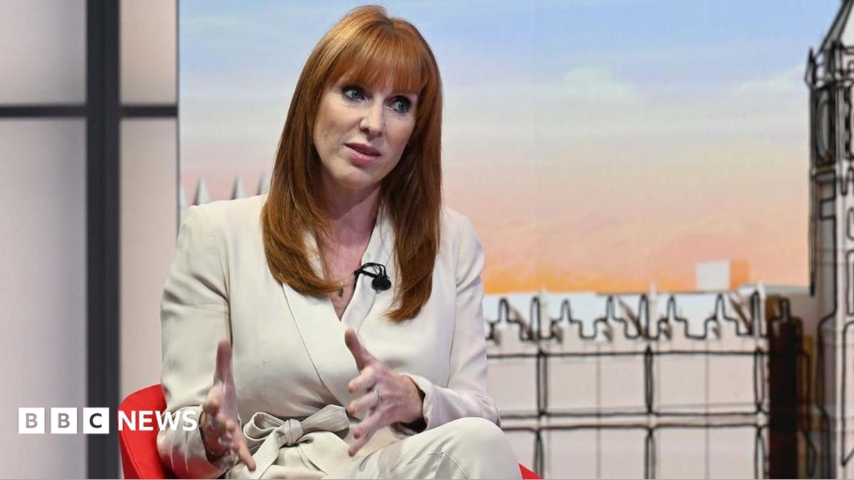 Angela Rayner sitting on the set of the BBC's Sunday with Laura Kuenssberg programme.