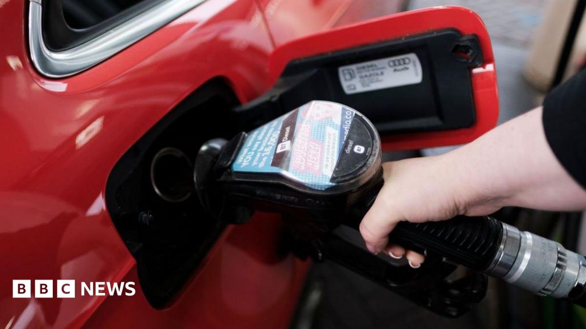 A woman fills a car with diesel from the pump