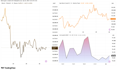 Bitcoin and Oil Price Performance. Source: TradingView