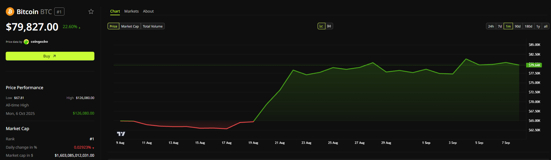 Bitcoin Price Performance