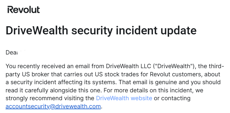 DriveWealth Breach Exposes Revolut Customer Data. Source: X/@Pampadalampa