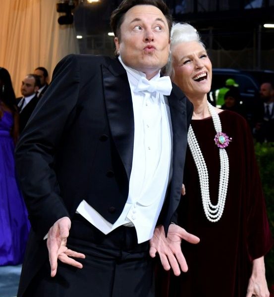 Elon Musk and his mother, supermodel Maye Musk at the 2022 Met Gala at the Metropolitan Museum of Art on May 2, 2022, in New York