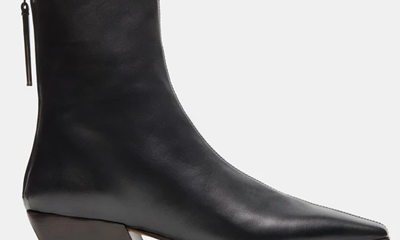sleek black boot with low block heel