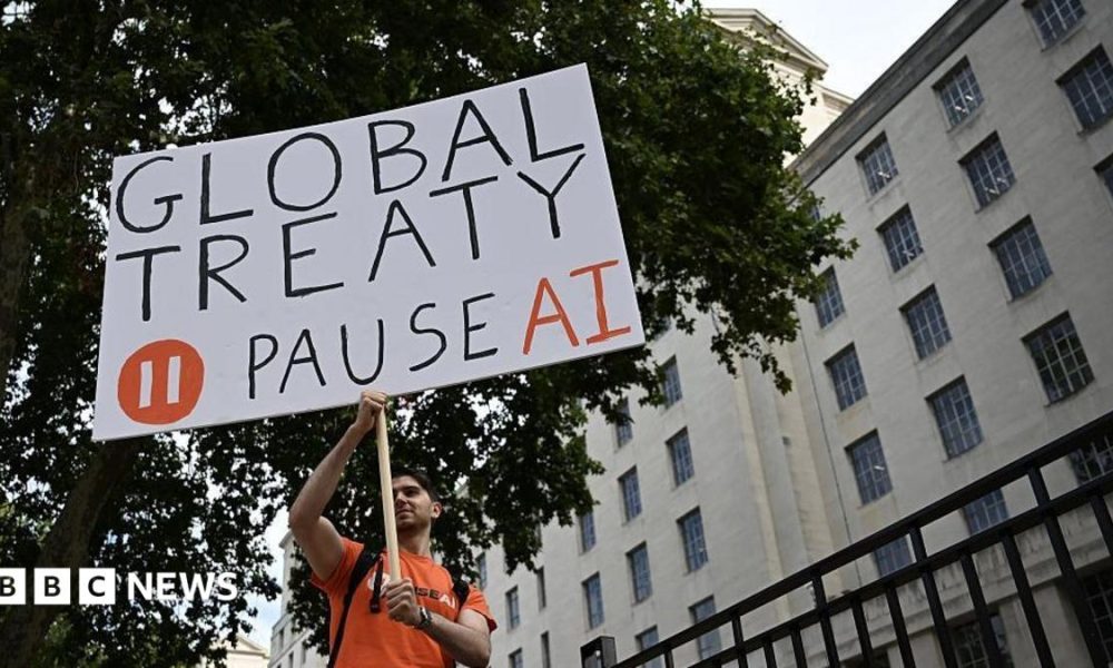 PauseAI activists stage emergency protest outside Downing Street in London