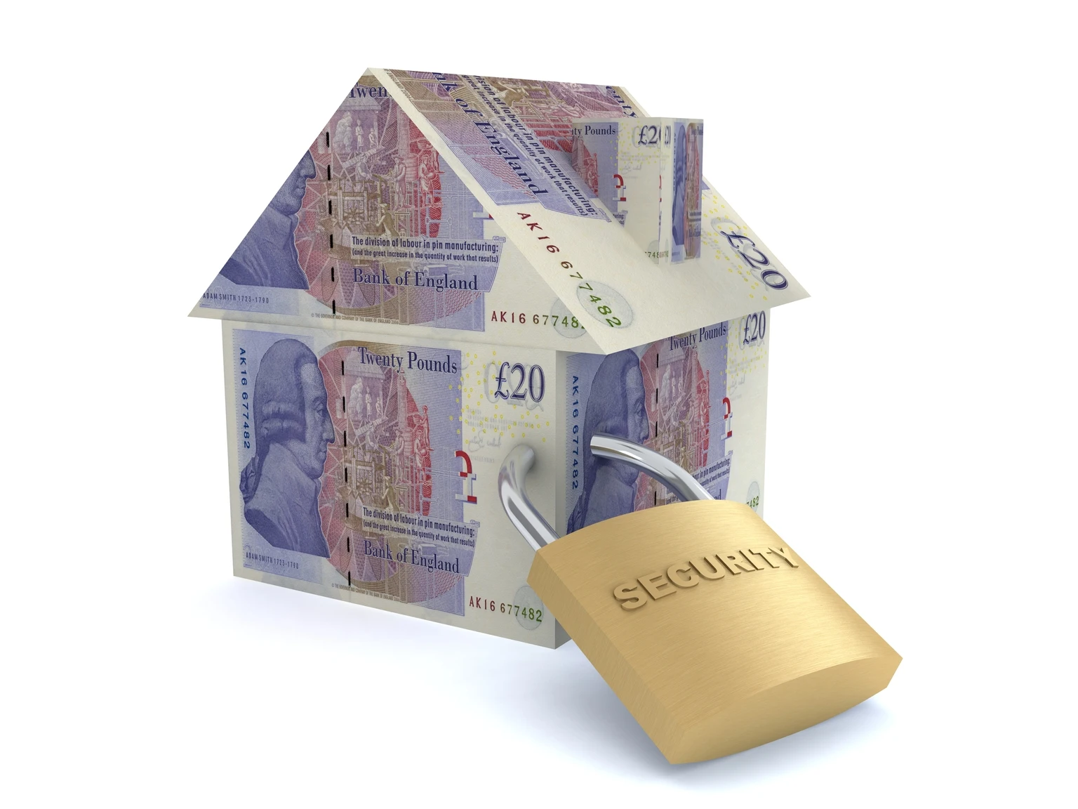 British pound UK money buy house insurance safe lock