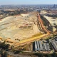 Aerial photo of a Johannesburg mine and CBD from a helicopter, Johannesburg
