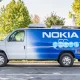 Nokia van branded with the 5G logo