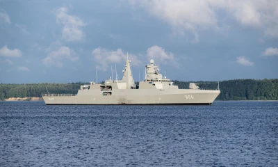 new build Meko 200 type frigate Al-Aziz 904 for the Egyptian Navy on sea trial in the Eckernförde Bight