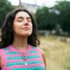 Woman with eyes closed, relaxed, mindfulness
