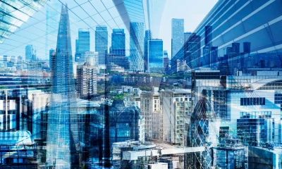 Multiple exposure image of London buildings