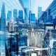 Multiple exposure image of London buildings