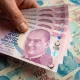 Background of Turkish Lira banknotes. Money