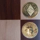 Bitcoin and ethereum classic coins competing on checkerboard