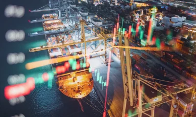 Commercial port logistic business growth of comsumsion concept invesing in financial industry and real sector growth the world using AI with data