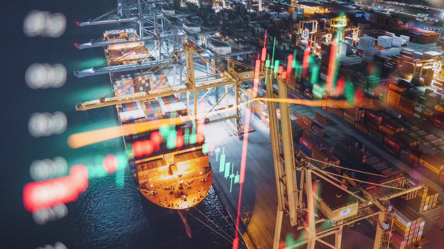 Commercial port logistic business growth of comsumsion concept invesing in financial industry and real sector growth the world using AI with data