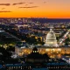 Aerial Shot of Colorful Evening Sky Behind Capitol Building and Washington Monument