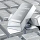 Stacked platinum bullion bars, background. 3D rendering