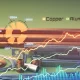 Digital screen with a price line chart for metal commodities in the background