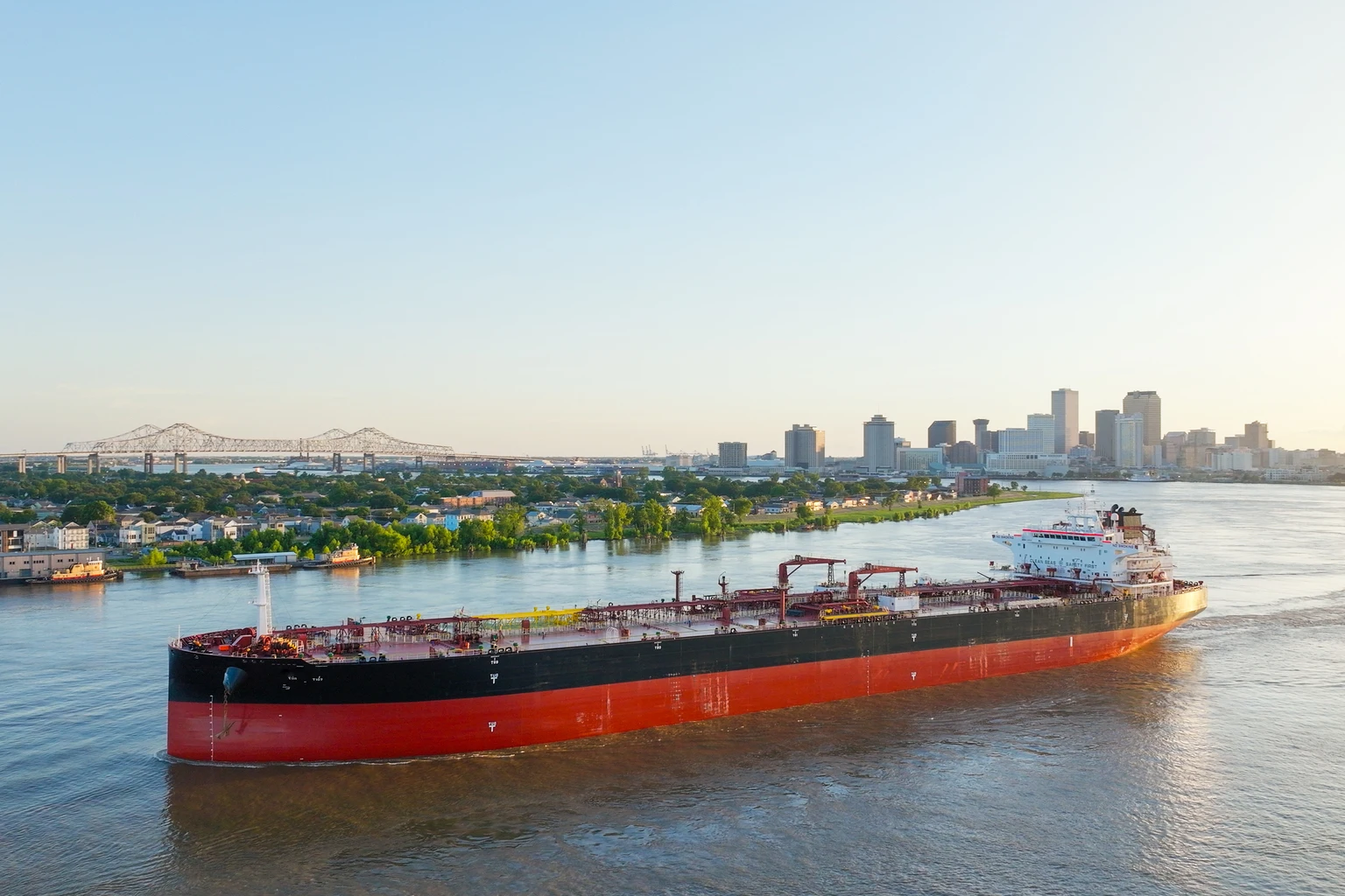 Shot of an Oil Tanker in New Orleans, Louisiana