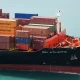 Cargo containers Hapag-Lloyd stored on the cargo ships.