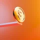 Golden Dollar Coin on Edge - Precarious Financial Trust Concept