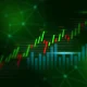 Financial Charts with Candlestick and Bar Graphs on Abstract Network, Stock Market Analysis Concept.