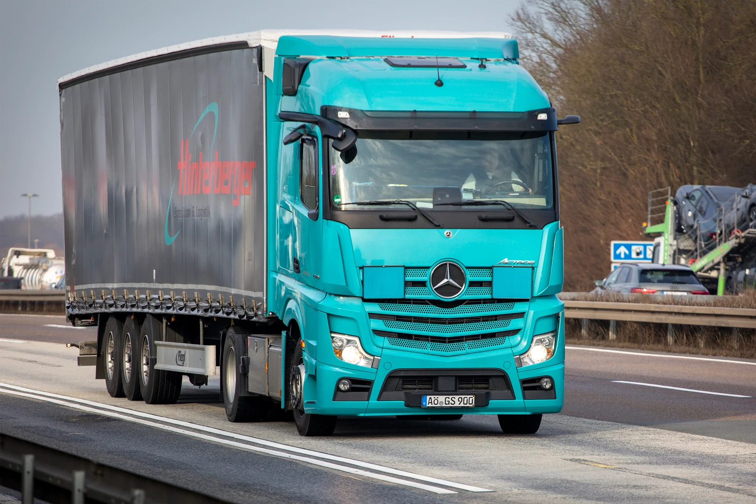 German highway A3 and trucks