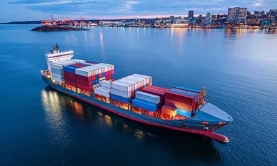 Anchored Container Ship