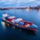 Anchored Container Ship