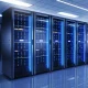 Server racks in server room data center - Cloud Computing, Artificial Intelligence, Database Concept - 3d illustration