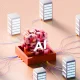 Expansive AI data center concept with central glowing cube structure in orange hub amid networked server array on peach background