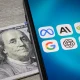 MANGOS Meta, Anthropic, NVIDIA, Google, OpenAI, and SpaceX Icons on Tablet with US Hundred Dollar Bills IPO Stock Trading