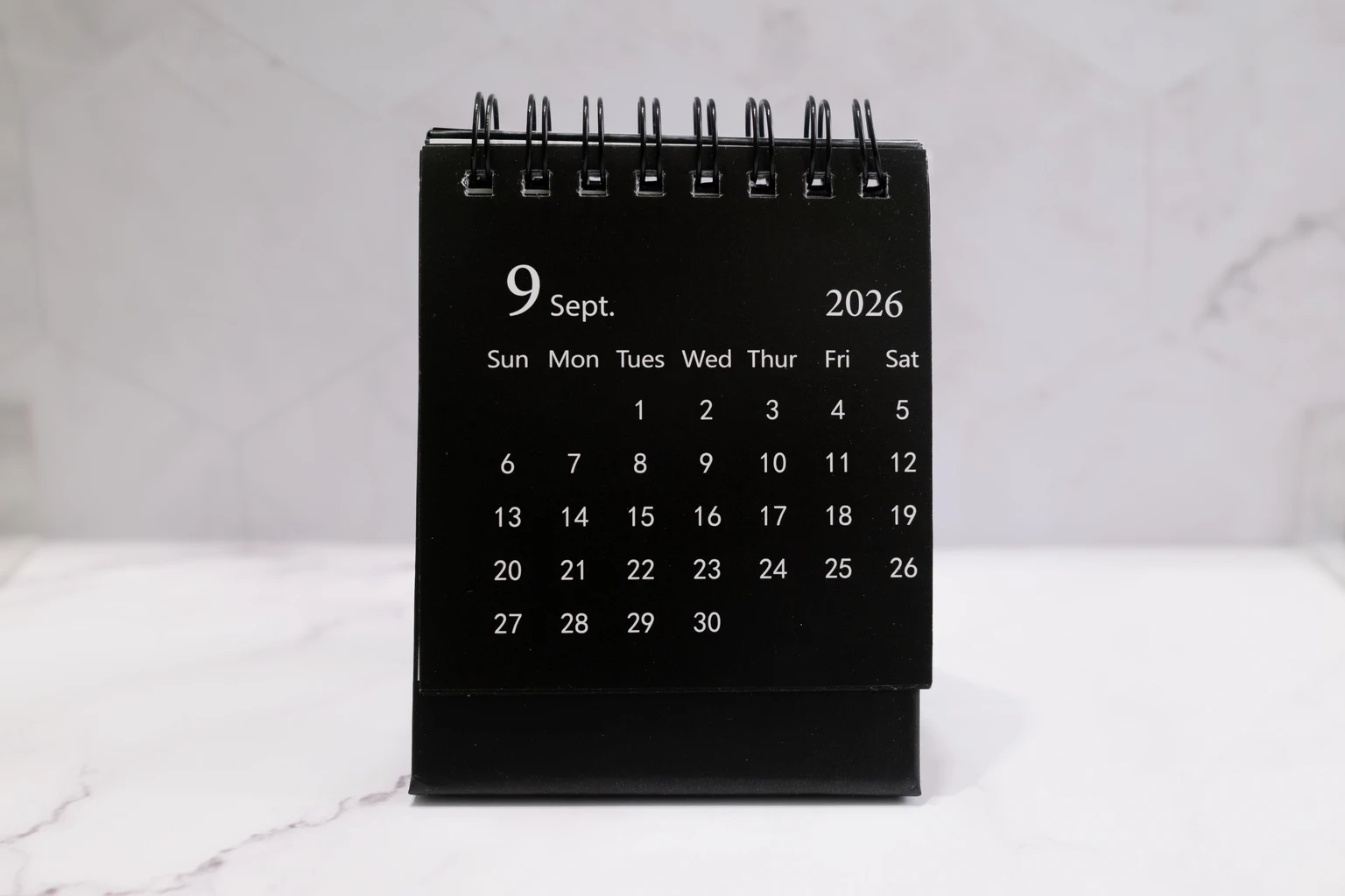 Monthly desktop calendar for the September 2026