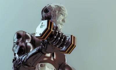 Cool strong robot lift dumbbells