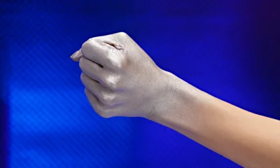 Fist Silver metal futuristic Human hand