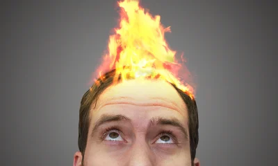 Fire on a man