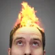 Fire on a man