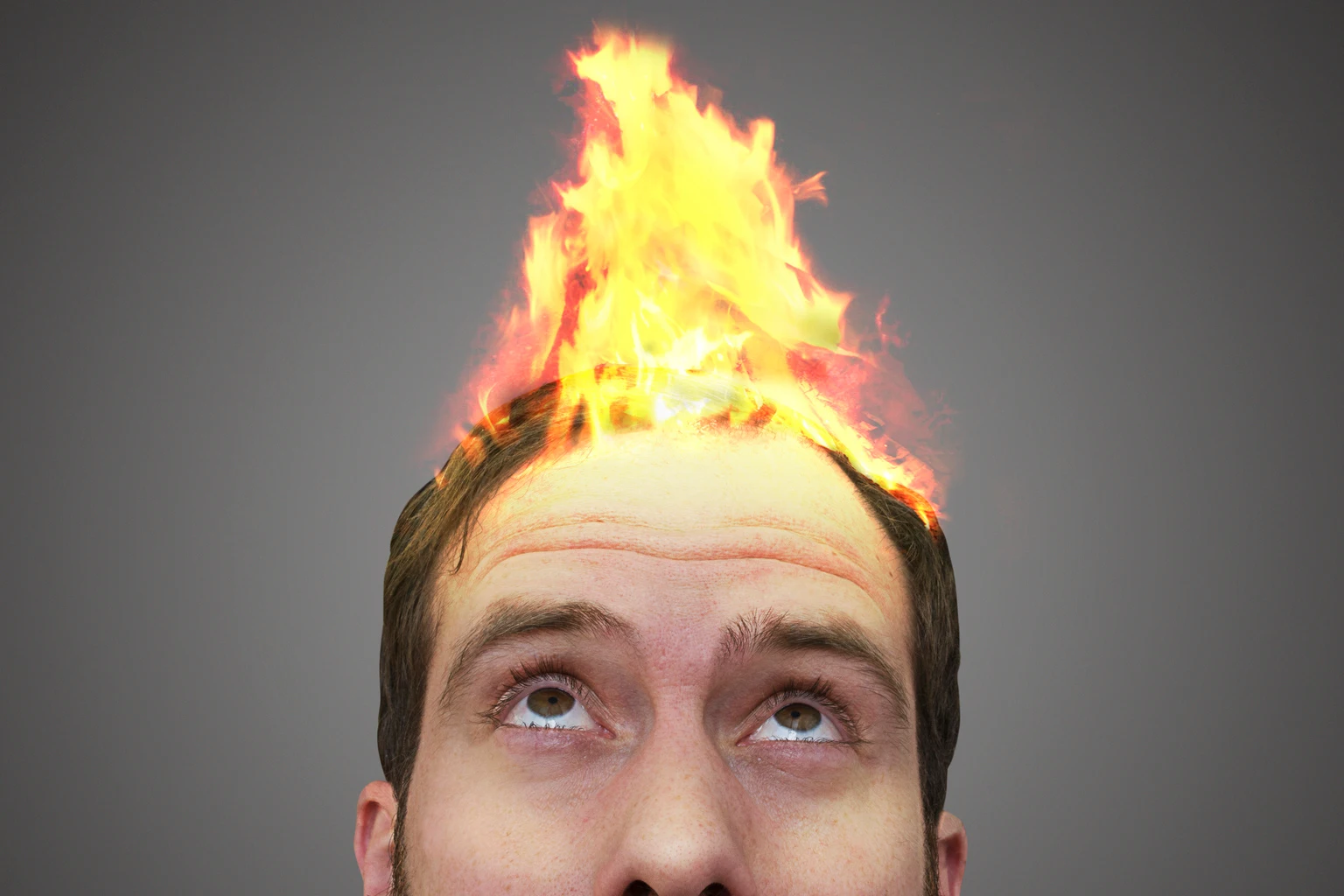 Fire on a man